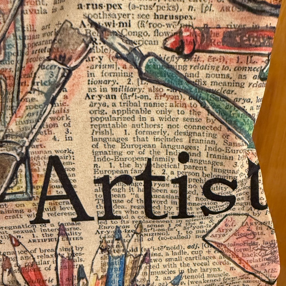 Artist tank top Sz XL in juniors. So fun and fitting of all things creative!
